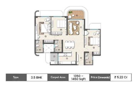 3.5 BHK 1350 – 1450 SqFt